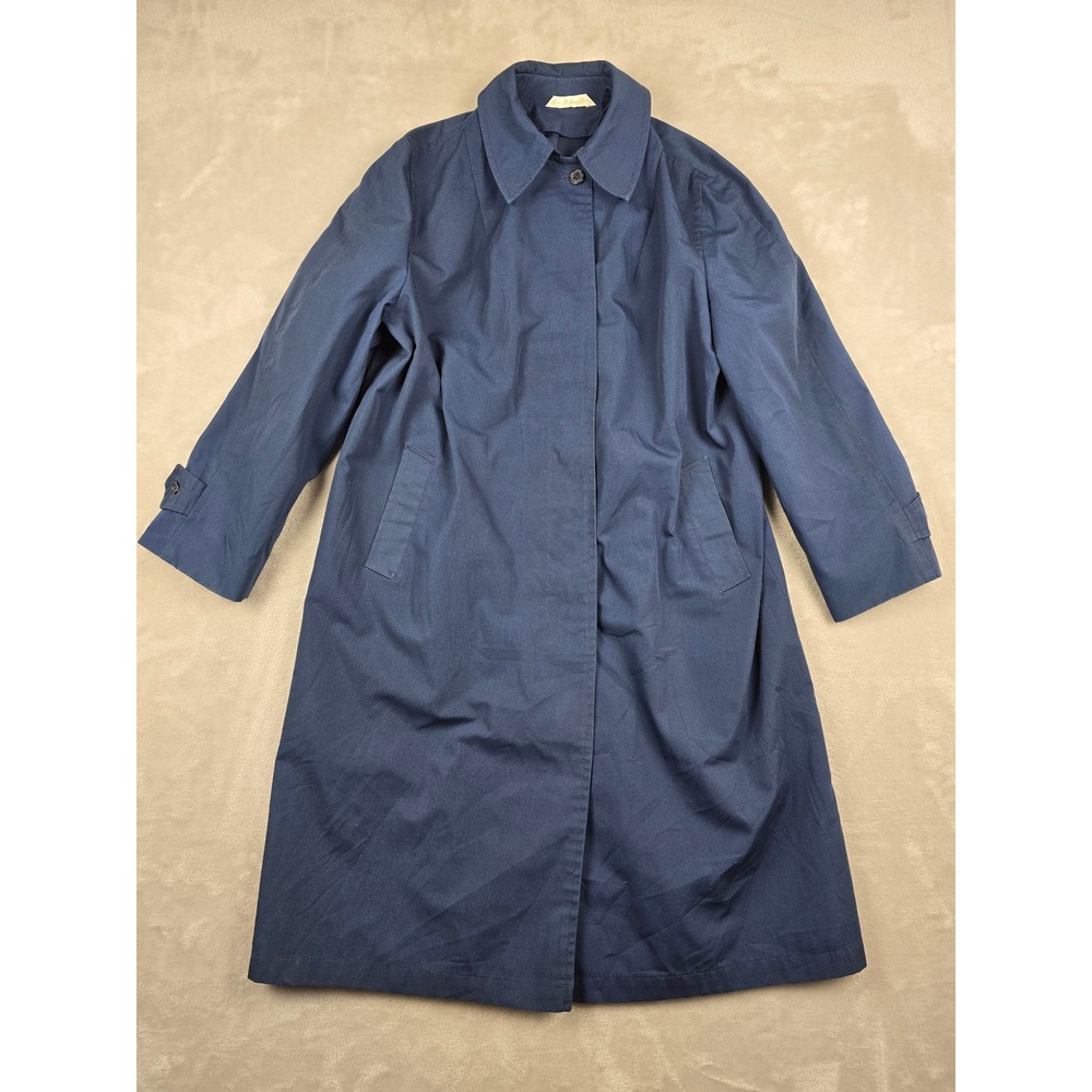 Vintage Bertram All‎ Weather Coat Womens M/L Blue Trench Rain Jacket *Read